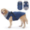 PETTOM Hundemantel Wasserdicht, Hundejacke mit Geschirr, Hundemantel Winter Warm Reflektierend, Wintermantel Hund Winterjacke, Hundemantel Fleece Grosse Hunde (Blau, 5XL-Rückenlänge 65cm)