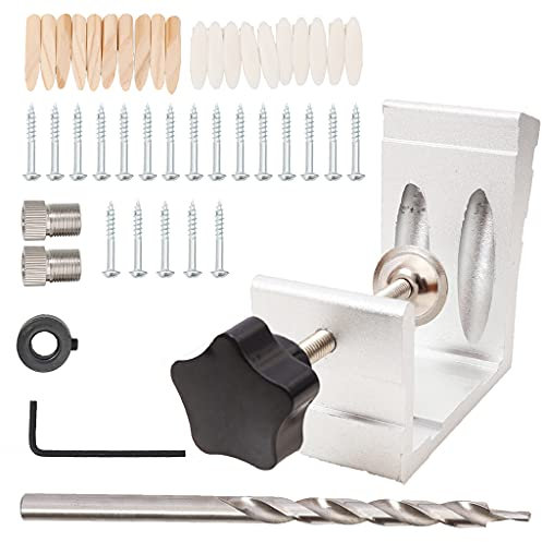 Juego de 46 herramientas para carpintería de aleación de aluminio resistente, 46 piezas, kit de localización de agujeros de bolsillo, kit de localización de agujeros, herramientas manuales para