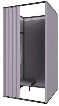 Umkleidekabine Freistehend, Tragbarer Bekleidungsgeschäft Umkleideraum, Mobiler Bodenstehende Temporärer Einfacher Anproberaum, Sichtschutz Vorhänge für Büro Einkaufszentrum (Grau, 85X85X200)