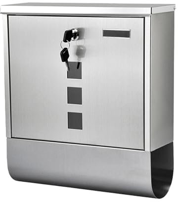 WANGJIANPENGPL Briefkästen mit Zeitungsfach für Die Außenwandmontage Im Haus, Großer Briefkasten Edelstahl mit Verriegelung, Postkasten für Den Außenbereich, 33 x 30 x 9 cm