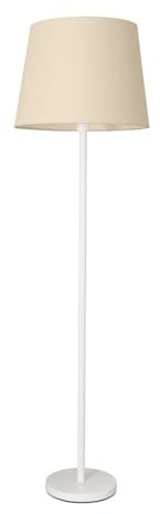 ValueLights | White Metal Single Stem Floor Lamp with Beige Tapered Lampshade for Living Room Lounge | Floor Lamps, Home Décor & Improvement Essential | Included LED Bulb
