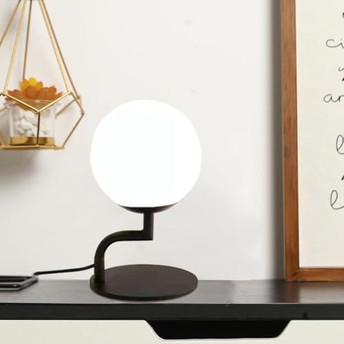FDOIUTU Lampe de chevet, G9 lampe de table à poser, luminaire de salon en forme de boule, lumière de lecture, éclairage chambre Lampe, lampe de bureau en métal pour Salon Bureau Hôtel (noir)