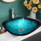 BELOFAY Modern Design Bathroom Counter Top Wash Basin Sink, Glass Bowl Cloakroom Basin for Vanity Cabinet Toilets and Bathrooms 42x14x42cm WxHxL (Blue, 42x14x42 cm)