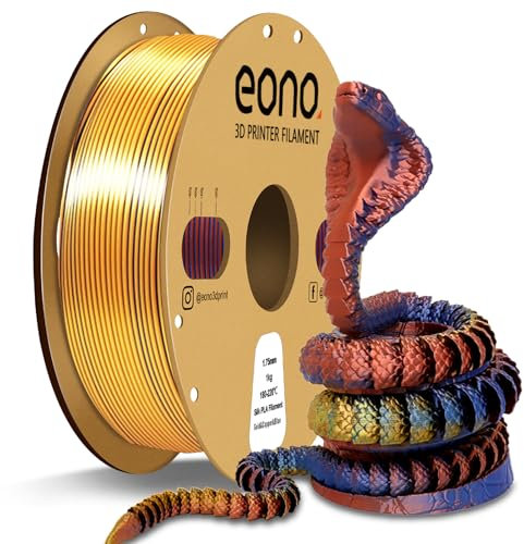 EONO PLA Silk Dreifarbiges PLA Filament 1,75 mm für 3D Drucker Coextrusions PLA Filament 1 kg (2,2 lbs) Mehrfarbiges PLA 3D Drucker Filament, Silk PLA Gold/Kupfer/Blau