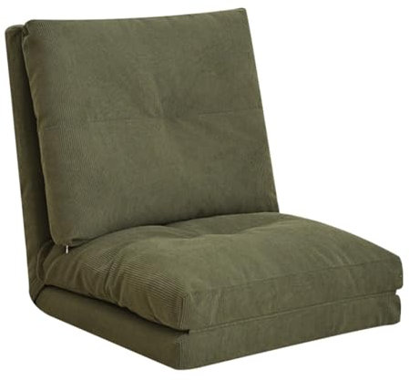 XLIHAWY Chaiselongue-Sessel Für Den Innenbereich, 5 Winkel Verstellbar Klappbares Schlafsofa Bodenmatratze, Lazy Sofa Mit Waschbarem Bezug Für Wohnzimmer Schlafzimmer(Grün)