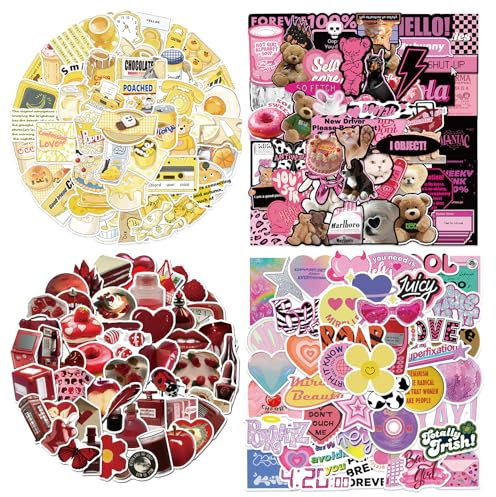 205 Stück Vintage Sticker,Sticker Aesthetic,Stickers Deko Y2k Accessoires Set,Decor Room ästhetik,ästhetische Asthetic Aufkleber,Laptop Vinyl Sticker