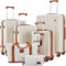 Joyway Koffer Handgepäck Kofferset 4 teilig, Hartschalen Reisekoffer mit Getränkehalter, 4 Rollen TSA-Schloss Der Koffer, Beige Braun