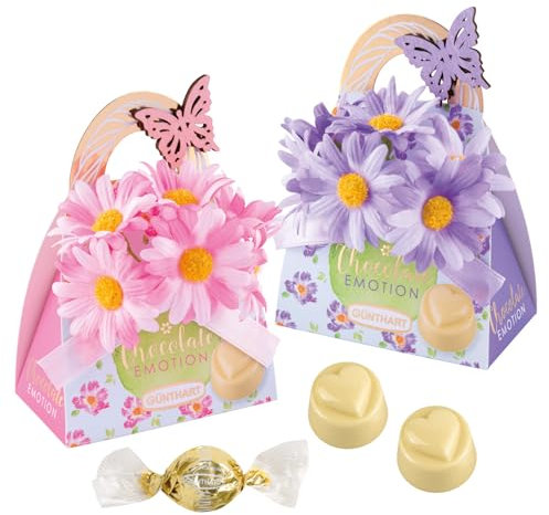 Günthart 16 Stück Pralinentäschchen Blumenstrauch mit Schmetterling, gefüllt mit leckeren Pralinen, 1er Pack (720 gr)