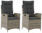 Willood Gartenstühle Gartensessel mit Kissen 2 STK. Verstellbar Grau Poly Rattan