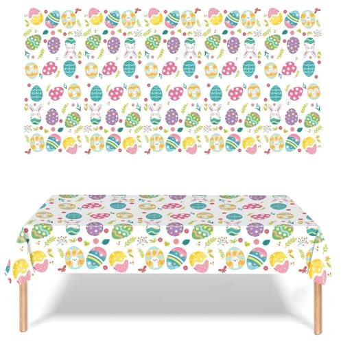KUMSODE PVC Tischdecke Ostern Osterei Wachstuch Oster Osterei Wachstuchtischdecke Wachstuch per Feste, Cene in Famiglia,137x274 cm