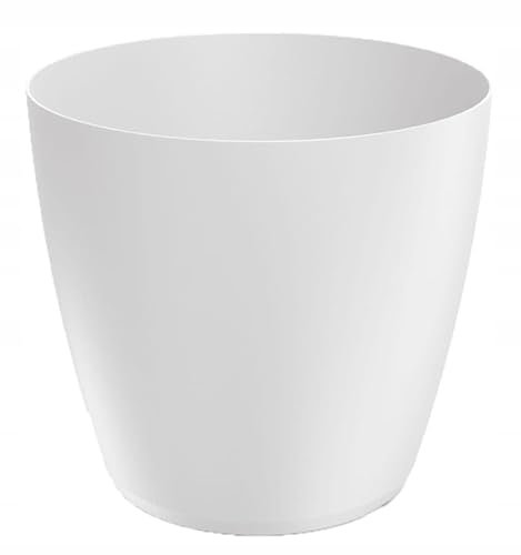 DomoDomo Macetero y maceta blanco mate 19,8 x 18,2 cm – Maceta de plástico liso mate