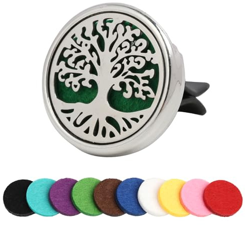 Auto Aromatherapie Ätherisches Öl Diffusor, Inklusive 10 Ersatz, Filz Pads für Duftöle, Büro und Wohnzimmer, Frische und angenehme Atmosphäre überall