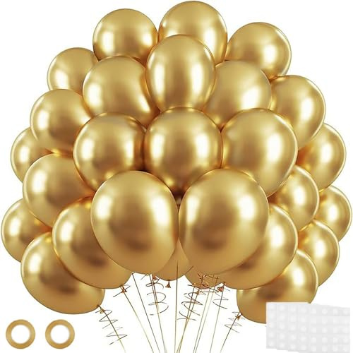 Luftballons Gold 120 Stück 12 Zoll Latex Ballons (Goldene) | für Geburtstag, Hochzeit, Weihnachten party Deko