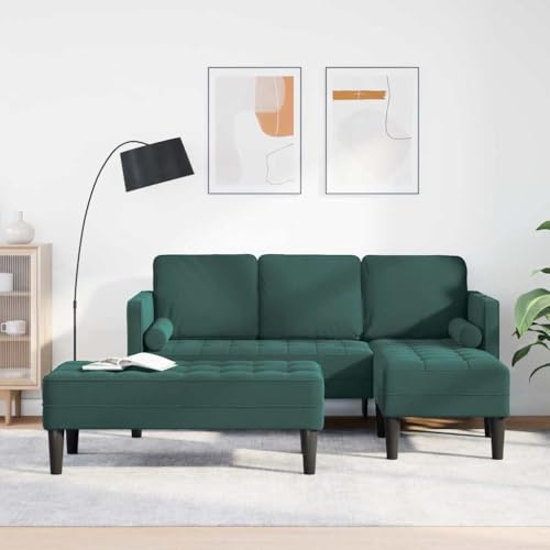 Massbinet Ecksofa L Form Sofa Sofa Set 2 pcs Dunkelgrün 173 x 131 x 67 cm Samt