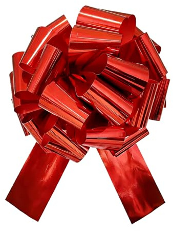 ARWIG Lazo Rojo Grande de 30 cm, Lazos de Navidad para Envolver Regalos, Cinta para Coche de Bodas, cestas, Puertas de Navidad, Lazo Grande para Regalos (Rojo Brillante)