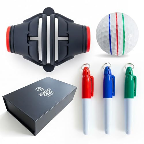 Golf Ball Marker Tool and 3 Marker Pens - Golf Ball Alignment Tool with Markers for Putting - 360° Line Drawing Template Stencil Kit Putting Aid Gift for Golfers or Golfing Accessories for Men