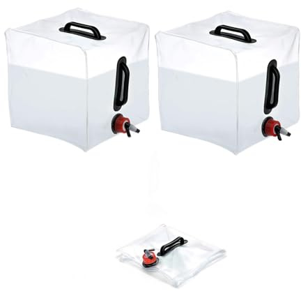 dellyy Bidon 20L, 2 Pièces Grande Capacité Bidon Pliant Eau avec Robinet, Reservoir Eau Pliable sans BPA, pour Camping Picnic(Noir)