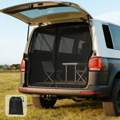 Moskitonetz Auto Heckklappe für VW T5 T6 Heckklappen, Magnetisch Fliegengitter Camper mit Reißverschluss, Insektennetz Schattennetz Auto Camping Zubehör, Heckklappenzelt Heckzelt Auto (165x170cm)