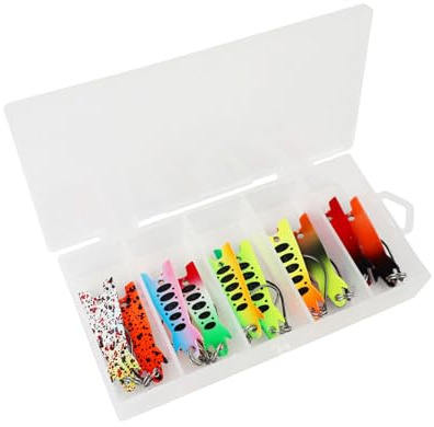 Set da 10 esche colorate in metallo per pesca alla trota, con paillettes, gancio singolo, in metallo duro per paillettes