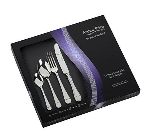 Arthur Price Classic Britannia 24 Piece Set of Cutlery for 6 with Solid Handled Knives
