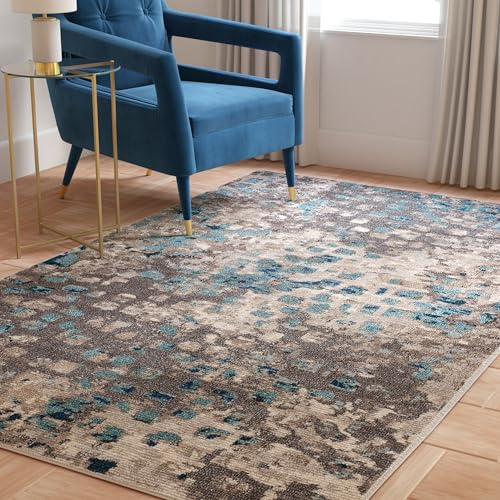 Safavieh Boho Chic Indoor Woven Rectangle Area Rug, Monaco Collection, MNC225, in Grey/Light Blue, 155 X 231 cm for Living Room, Bedroom or Any Indoor Space