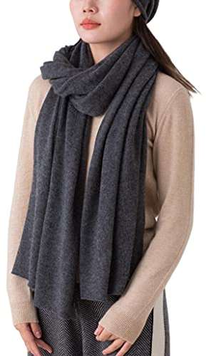 Prettystern Kaschmir-Schal 200cm extra lang Damen Herren Strickschal Winter Stola - Anthrazit (dunkel Grau)