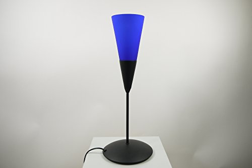 Tisch-Leuchte-Lampe IMAGE Glas blau, Ständer Metall schwarz, H: 51 cm, Fassung E27 Fenster-Fernseher-Nachttisch-Kommode-Leuchte-Lampe (schwarz-blau)