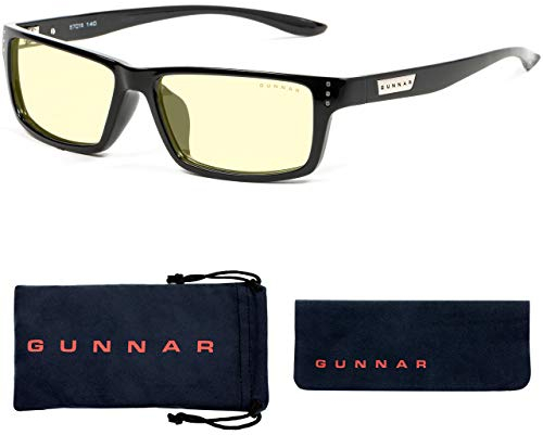 Gunnar Gaming- und Computerbrille - Riot, Onyx Rahmen, Amber Linsen - Blaulichtfilter Brille, Premium Blaufilter, UV-Schutz,