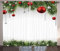 ABAKUHAUS Weihnachten Rustikaler Gardine, Baum Balls Ornamente, Schlafzimmer Kräuselband Vorhang mit Schlaufen und Haken, 280 x 175 cm, Weiß Grün Rot