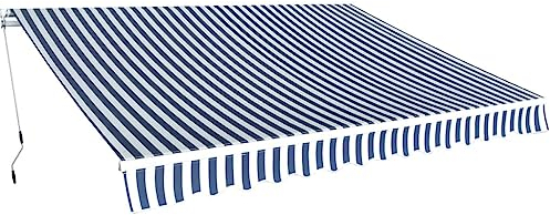 vidaXL Gelenkarmmarkise 350cm Blau/Weiß Markise Sonnenschutz Terrasse Balkon