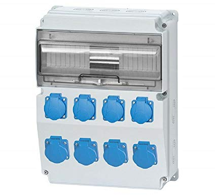 F-ELEKTRO Baustromverteiler Wandverteiler 8 x Schuko 230V/16A verdrahtet ohne Sicherung