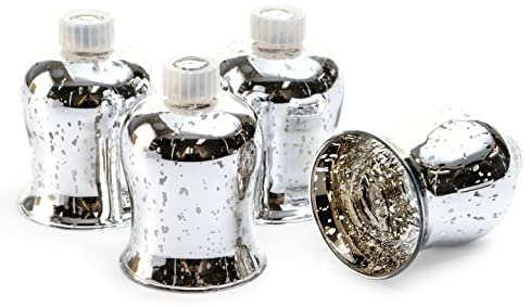 4 Stück Novaliv Teelichtaufsatz Silber Glasaufsatz für Kerzenleuchter Kerzenständer Glas Adventskranz Teelichthalter Stabkerzenhalter Weihnachten Kerzenpick