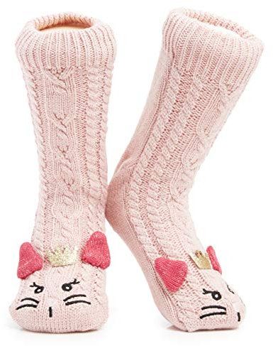 CityComfort 3D Slipper Chaussettes Femmes Filles Garçons Premium Soft Home Chaussettes Taille 4 5 6 7 8 - Nouveauté Piggy Rabbit Blanc Moutons Moelleux Furry Slipper Chaussette (Rose Clair)