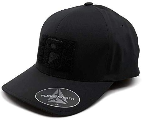 Taktische Mütze | Flexfit Delta Curved Bill Cap | nahtlos, schweißfest, tailliert | 5,1 x 7,6 cm Klettverschluss zum Befestigen von Moral-Patches, Schwarz, 6.75-7.25