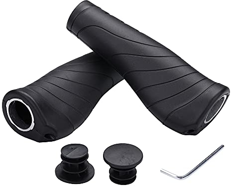 Fahrradgriffe Ergonomisch,Fahrrad Griffe Lenkergriffe rutschfest weich Gummi Lenker Griff komfortable Stoßfest Handgriffe für Fahrrad/Mountainbike/Rennrad/MTB (schwarz)