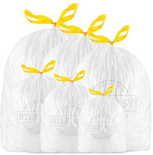 BILIEASY Bin Bags Bin Liners 3-5 L Drawstring Trash Bags Large Strong Unscented Universal Garbage Bags (3-5L(60pcs))