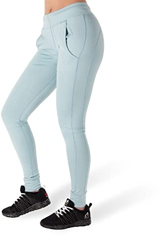 Gorilla Wear Vici Pants - hellblau - leichte Jogginghose mit Logo Aufdruck bequem zum Sport Alltag Freizeit Workout Training Atmungsaktiv aus Polyester Spandex