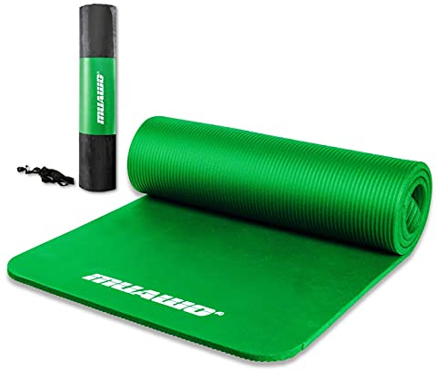 Muawo Premium Sportmatte und Fitnessmatte, perfekt als Yogamatte, Gymnastikmatte, Trainingsmatte | rutschfest | extra-dick & extra-lang | 190 cm Länge x 100 cm Breite x 1,5 cm Dicke (Grün)