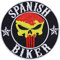 Parches ropa termoadhesivos Spanish Biker Patch Biker Iron-on Bandera de España | Parche Jeans Regalo Aplique Motociclista para Accesorios de Moto Barcos Funda de Moto | 90x90mm