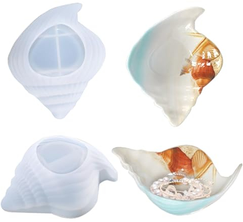 Zayookey Muschelform Epoxidharz Silikonform Schüssel Gießform Tablett Resin Formen Seifenschale Molds für DIY Schmuckkästchen Platte Kunsthandwerk (Shell Shape B)