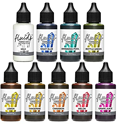 Octopus Fluids Resin Ink Set LIGHT, Alcohol Ink für Epoxidharz und UV-Resin, 9x 30 ml