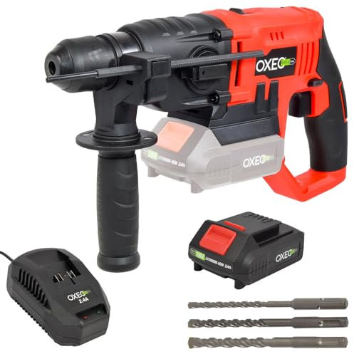 Marteau perforateur sans fil 18V Easy Full 1.2 joules avec batterie et chargeur - 2 vitesses - poignée anti-vibration - 3 mèches