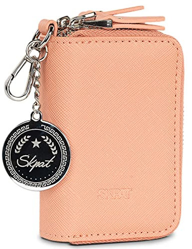 SKPAT - Porta Llaves con Cierre Cremallera para Hombre de Polipiel. Llavero Organizador Llaves con Protección Anti Escaneo RFID. Portalleves Calidad Funda Llaves, Nude