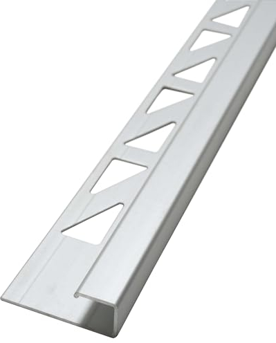 Dalsys Fliesenschiene 2,5m x 8mm Eckprofil Quadratprofil Aluminium (eloxiert) Chrom glänzend, Fliesenprofil