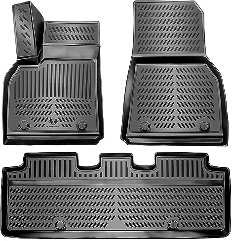 ELMASLINE 3D Gummimatten Set für Tesla Model 3 2017-2025 | Gummi-Fußmatten | Hoher 5cm Rand