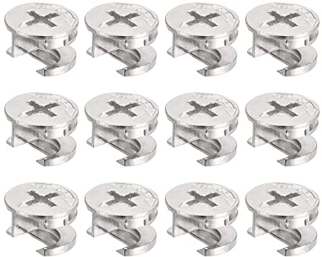 uxcell Cam Lock Nut for Furniture, 12pcs 14.6x9.5mm Joint Connector Locking Nuts Furniture Connecting Cam Fittings