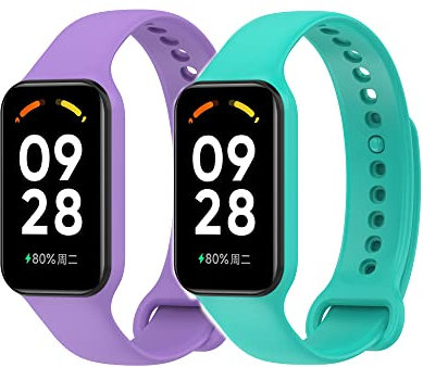BOLUO 2 Pezzi Cinturini per Orologi per Xiaomi Redmi Smart Band 2 Strap,Cintura di Ricambio Silicone Bracelet Cinturino Wrist Strap Armband per Xiaomi Redmi Smart Band 2 Accessories (blu viola)