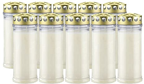 Kimiza Grabkerze, Dauerbrenner, 4 oder 7 Tage Brenndauer, incl. 1x Kimiza Stabfeuerzeug zu jeder Bestellung (24x7 Tage weiß Golddeckel)