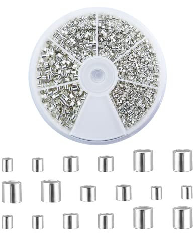 LOREC 3153 Stück Quetschperlen, Quetschperlen Silber 1,5mm/2mm/2,5mm Quetschperlen set Tube Crimp Perlen für Schmuckherstellung, DIY Armbänder, Handgefertigte Accessoires, Kunsthandwerk