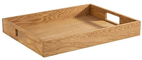 APS 761 - Vassoio da portata in rovere oliato, 45 x 35 x 6 cm, con 2 manici